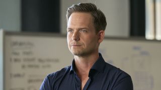 Patrick J. Adams standing in front of white board in Accused ep Marcus' Story